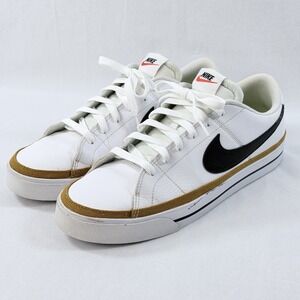 Nike Women's White Sneakers with Black and Tan Details